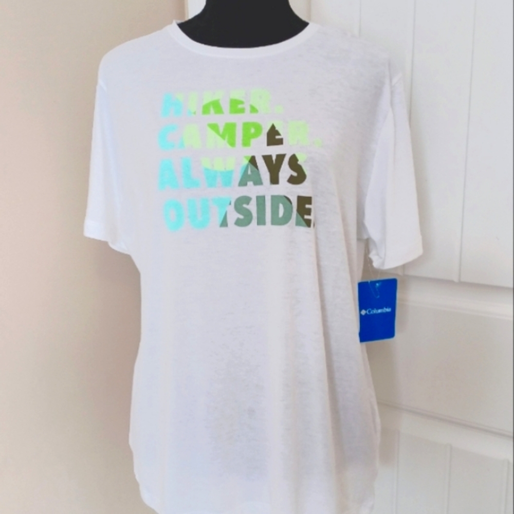 NEW Columbia Tee Shirt Hiker Camper Always Outside Sz Lg Gorpcore NWT